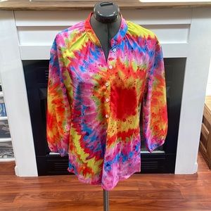 No brand long sleeve tie dye blouse size large
